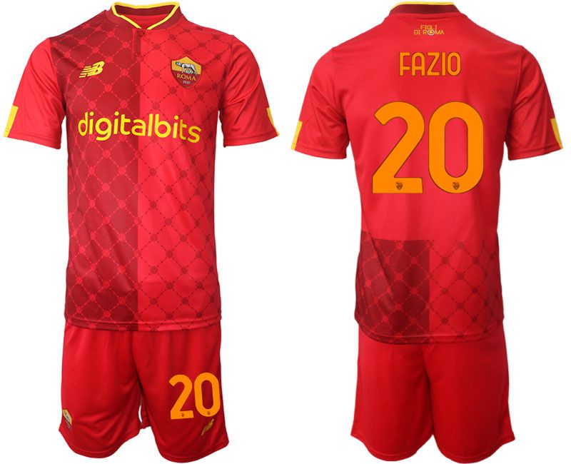 Men 2022-2023 Club AS Rome home red #20 Soccer Jersey